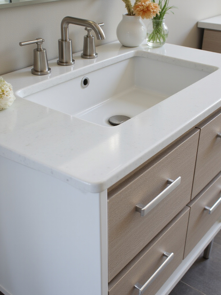 Moisture-resistant bathroom vanity showcasing seamless construction and waterproof finishes