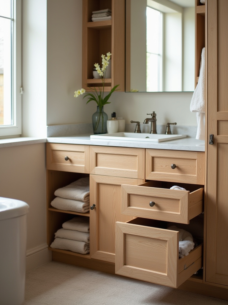 Custom bathroom vanity designed to fit unique space requirements