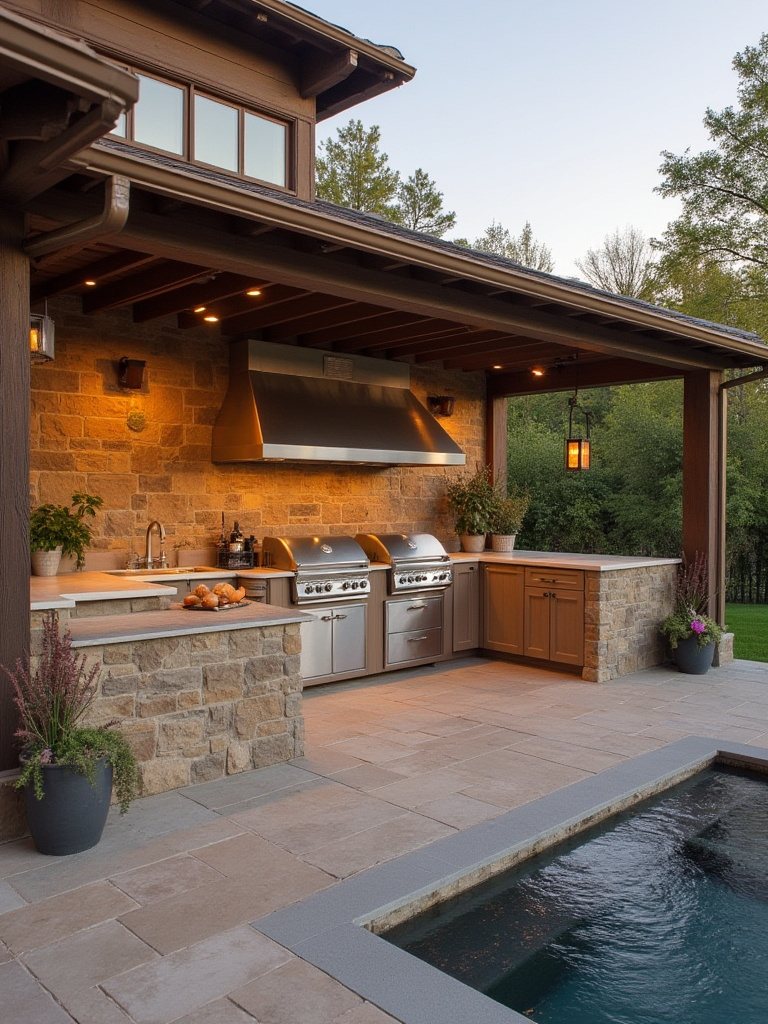 Outdoor kitchen featuring climate-appropriate materials and appliances for durability