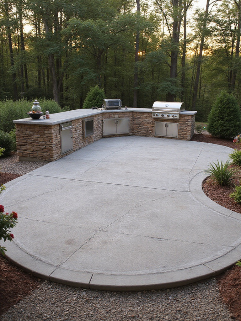 Durable and stable patio base material for outdoor kitchen