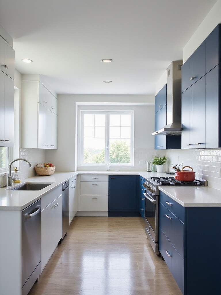 Comparison of high-gloss and matte cabinet finishes in a modern kitchen design.