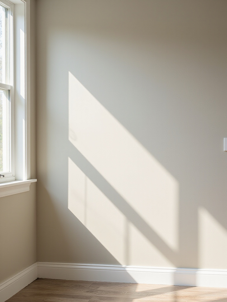 Living room wall with a satin paint finish showcasing sheen and texture.