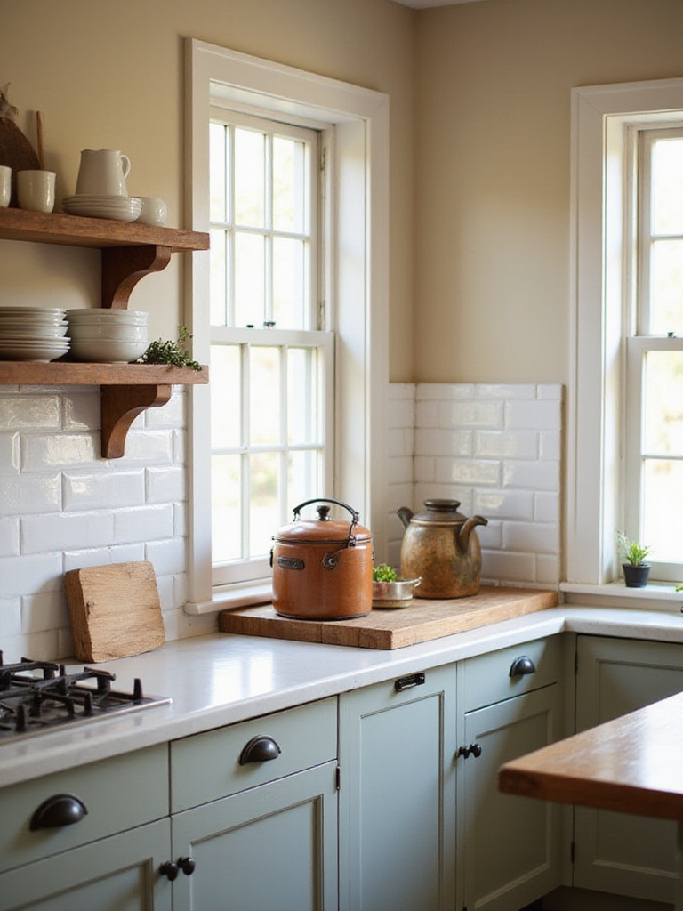 Vintage kitchen with timeless subway tile backsplash