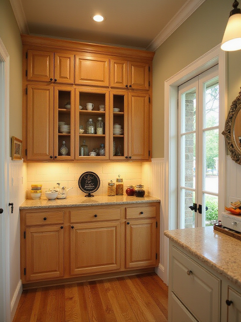Vintage kitchen with classic built-in pantry and cupboard system