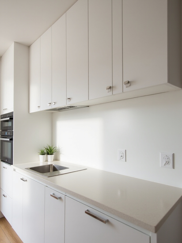 Modern kitchen with beautifully installed frameless cabinets, showcasing quality installation.