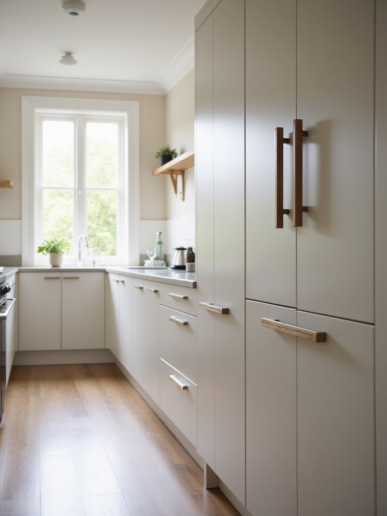 Contemporary kitchen with minimalist hardware and sleek cabinetry