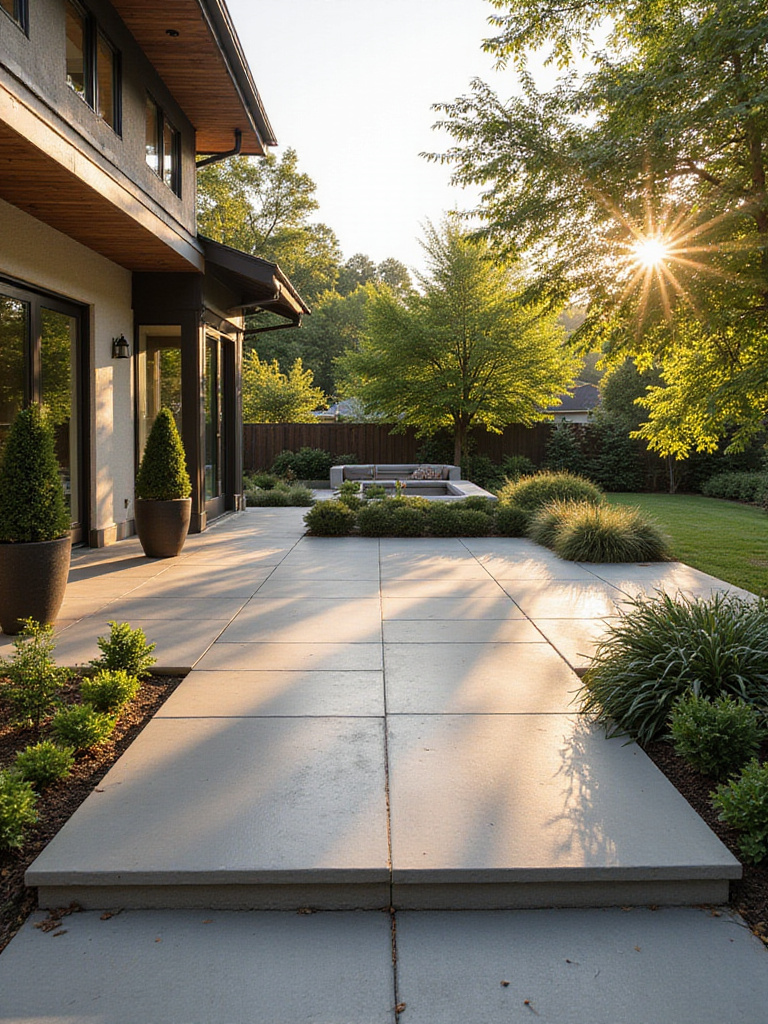 Professional photo of a modern patio design that complements the home's architecture.