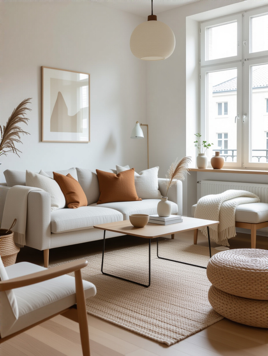 Small living room with optimized traffic flow and clear pathways