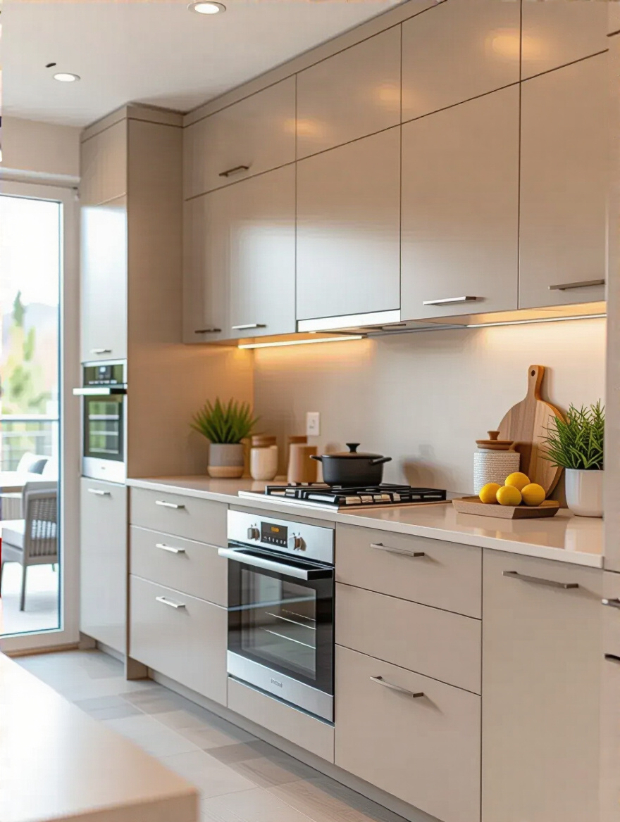 Modern kitchen cabinets with replaceable elements showcasing a stylish design.