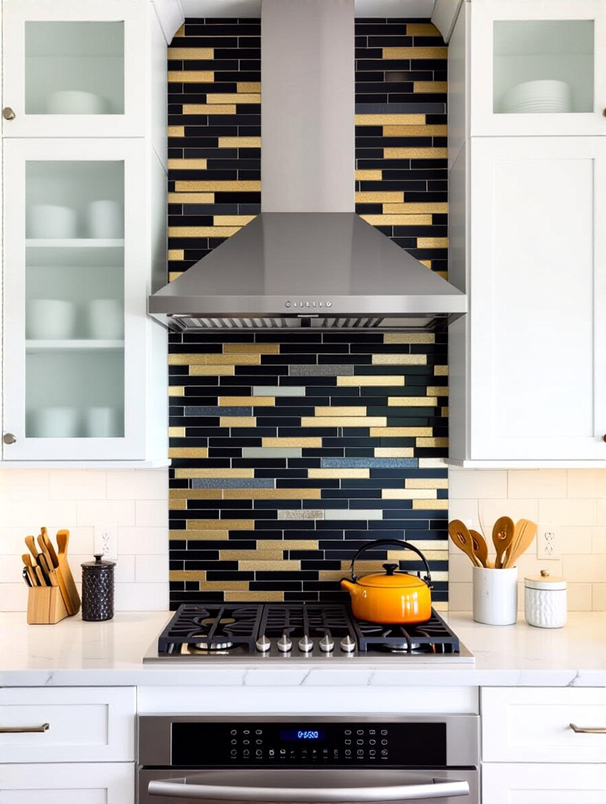 Make an Artistic Statement Using Innovative Mixed Media Backsplashes. for modern kitchen backsplash