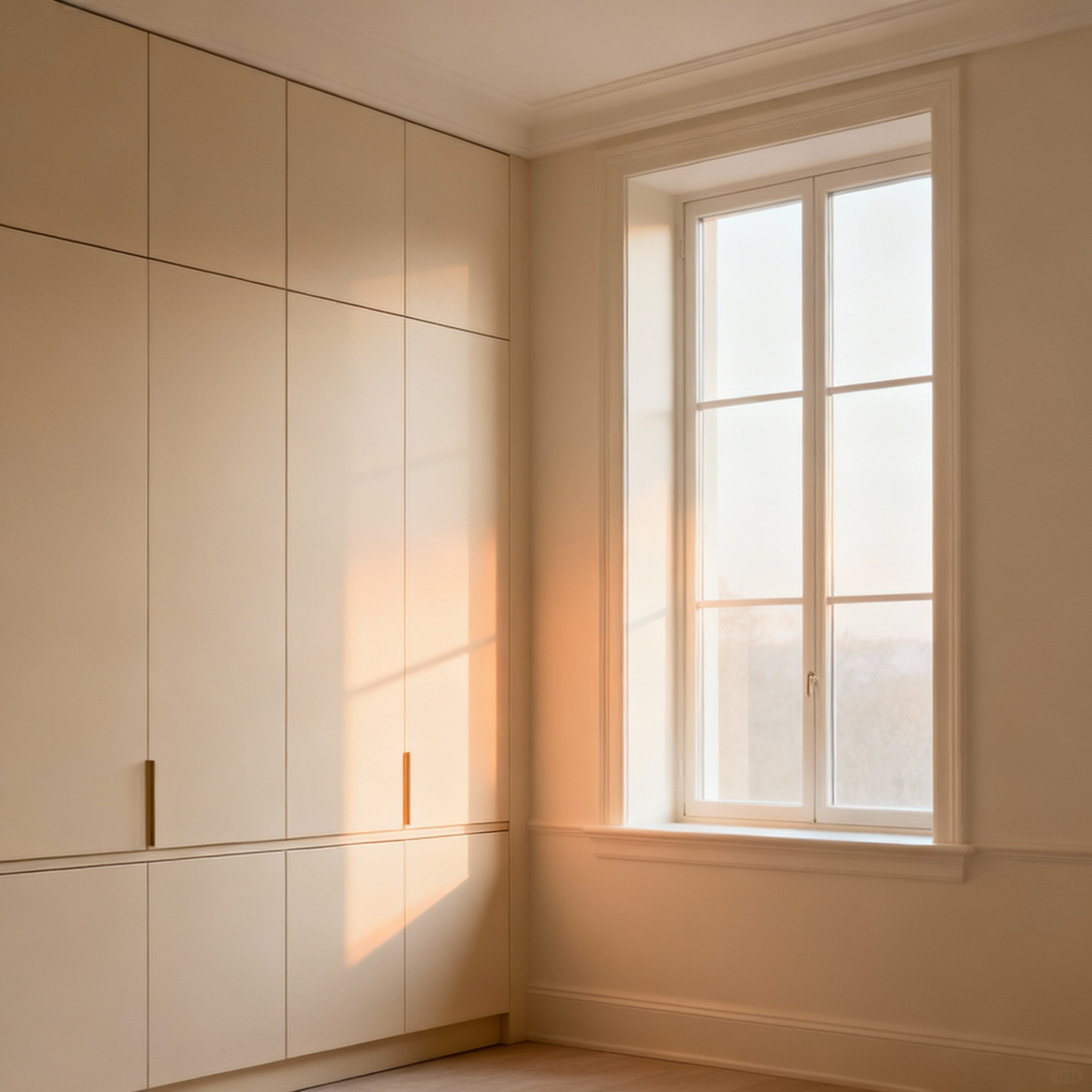 Elegant beige kitchen with warm natural light, demonstrating various beige undertones on cabinets and walls for a serene ambiance.